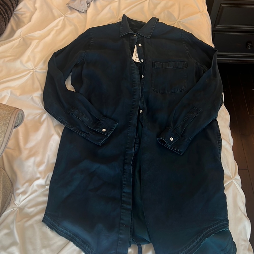 Long denim button down